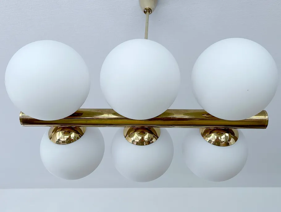 Best Pamono Vintage Glass Globe Pendant Light in the style of Stilnovo, 1950s