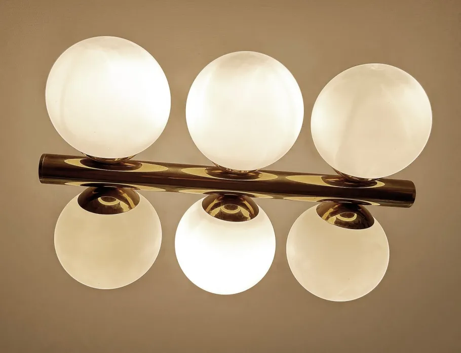 Best Pamono Vintage Glass Globe Pendant Light in the style of Stilnovo, 1950s