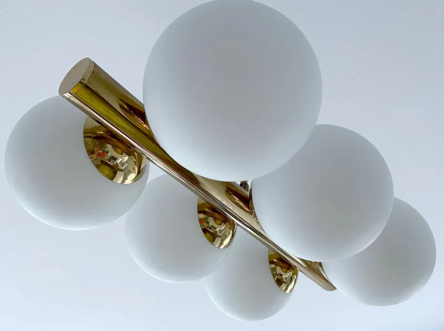 Best Pamono Vintage Glass Globe Pendant Light in the style of Stilnovo, 1950s