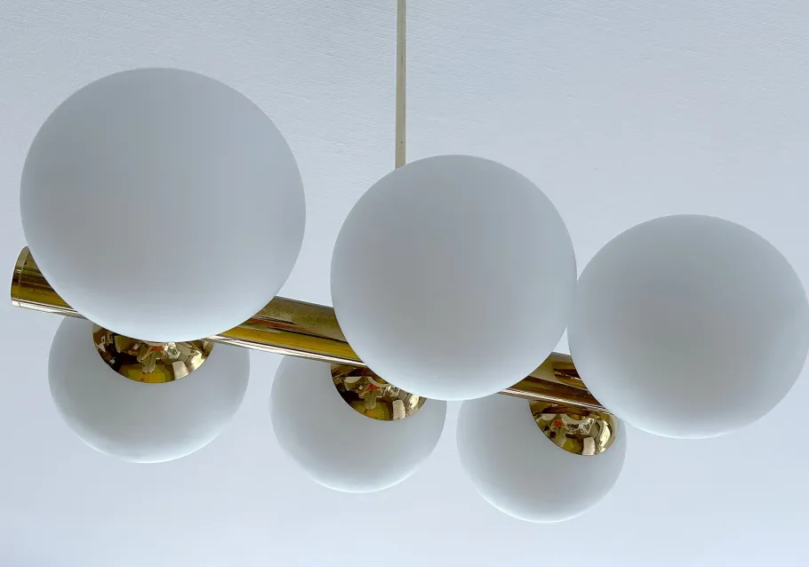 Best Pamono Vintage Glass Globe Pendant Light in the style of Stilnovo, 1950s