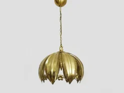 Sale Pamono Vintage Gold Metal Palm Leaf Pendant Light, 1980s