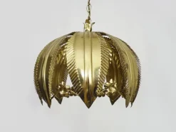 Sale Pamono Vintage Gold Metal Palm Leaf Pendant Light, 1980s