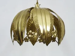 Sale Pamono Vintage Gold Metal Palm Leaf Pendant Light, 1980s