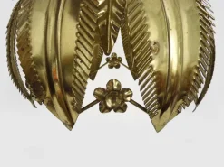 Sale Pamono Vintage Gold Metal Palm Leaf Pendant Light, 1980s