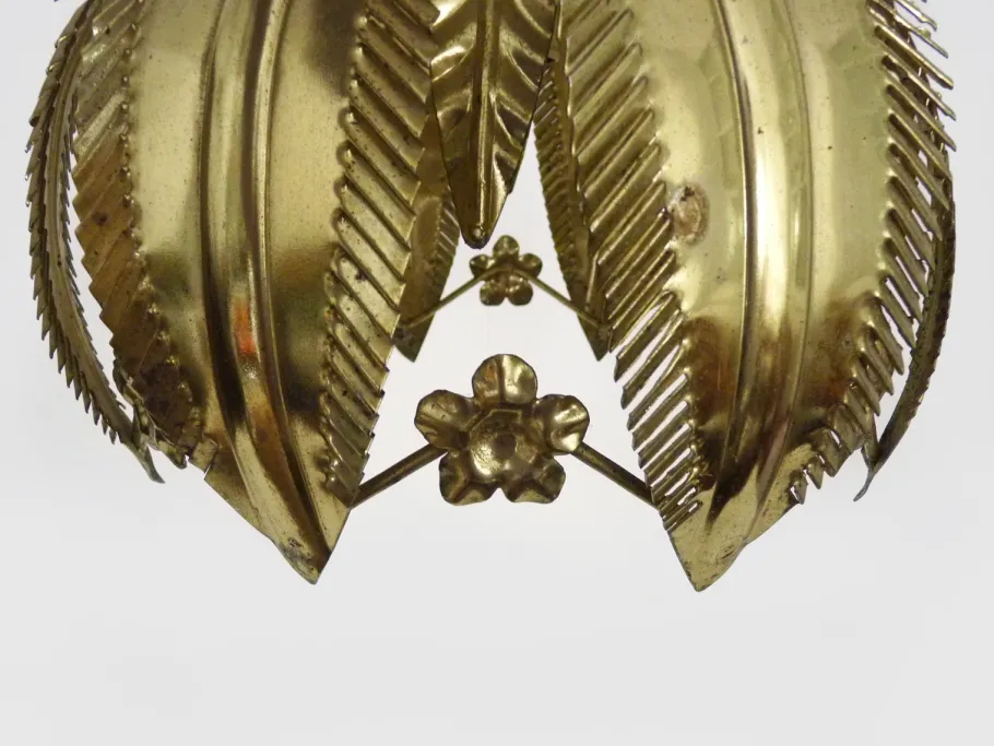 Sale Pamono Vintage Gold Metal Palm Leaf Pendant Light, 1980s