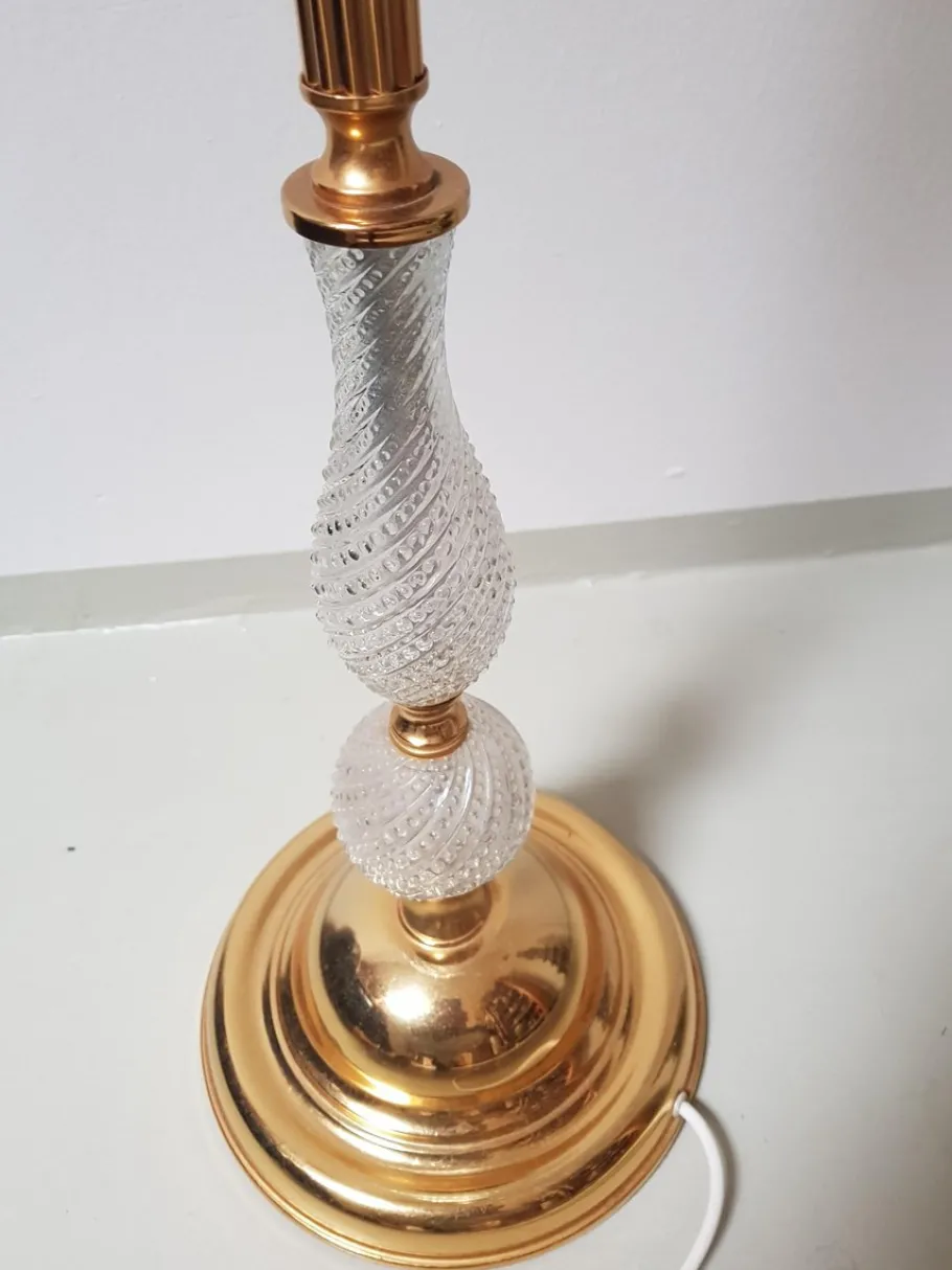 Clearance Pamono Vintage Gold-Plated and Crystal Floor Lamp