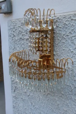 Sale Pamono Vintage Gold-Plated Swarovski Crystal Wall Lights, 1970s, Set of 6