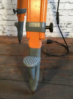 Sale Pamono Vintage Grey Factory Spotlight with Wooden Tripod Base