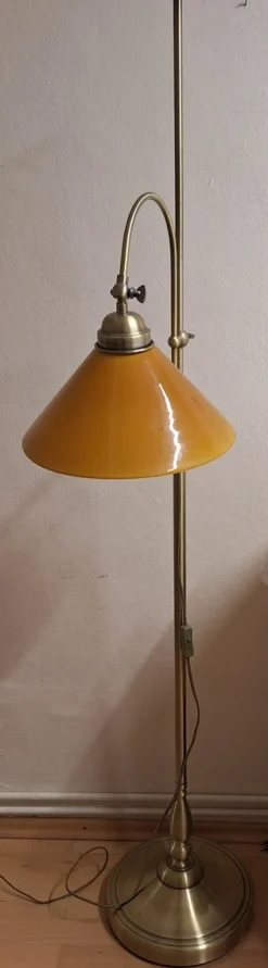 Sale Pamono Vintage Height-Adjustable Floor Lamp with Metal Frame and Yellow Glass Shade, 1980s