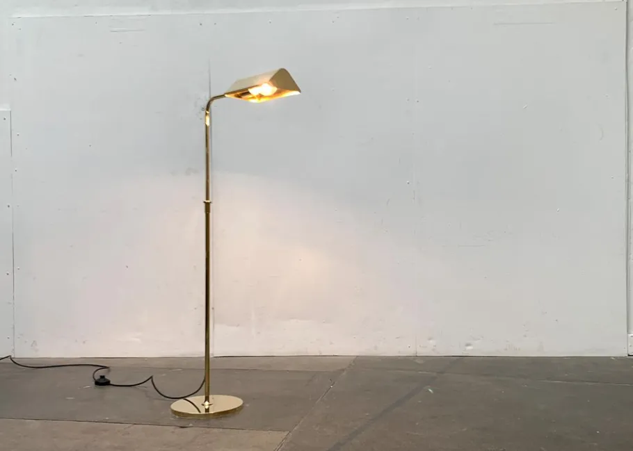 Pamono Vintage Hollywood Regency German Brass Floor Lamp by Florian Schulz