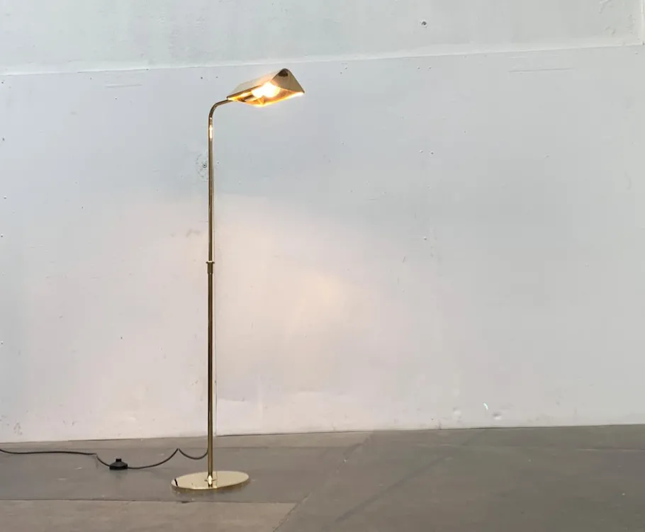Pamono Vintage Hollywood Regency German Brass Floor Lamp by Florian Schulz