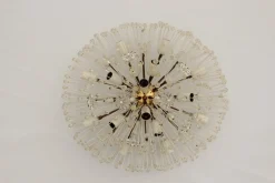 Sale Pamono Vintage Hollywood Regency Round Crystal Glass Flowers and Brass Ceiling Light, 1950s