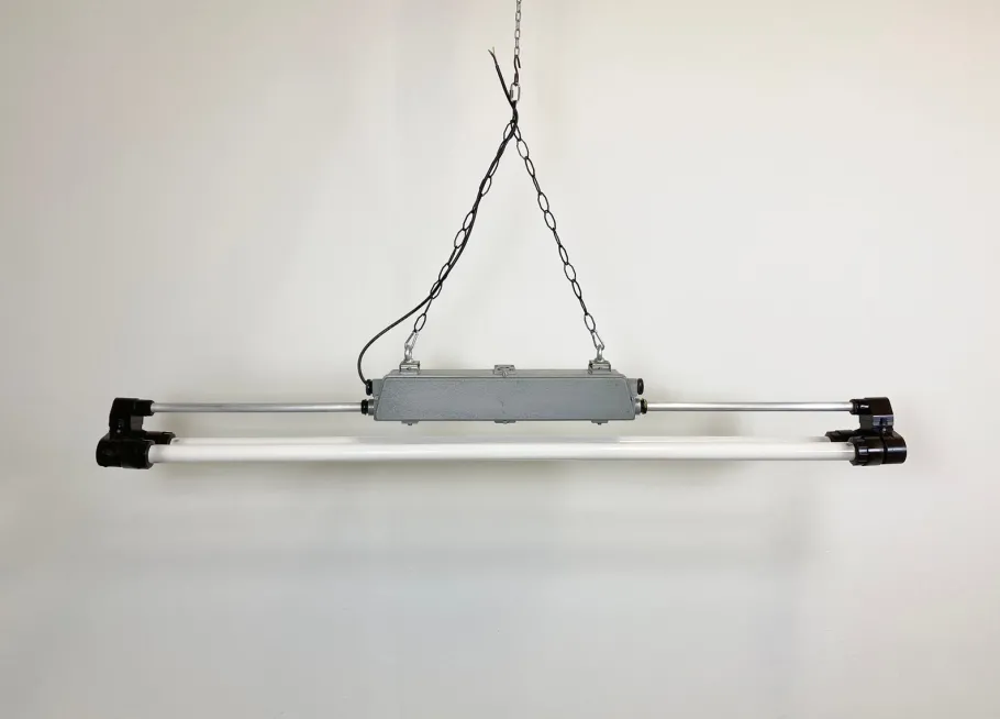 New Pamono Vintage Industrial Fluorescent Light, 1970s