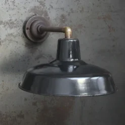 Sale Pamono Vintage Industrial French Wall Light in Black Enamel and Cast Iron