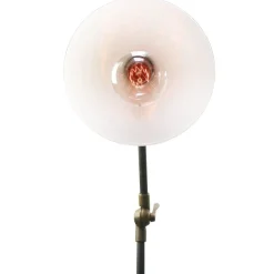 Clearance Pamono Vintage Industrial White Opaline Cast Iron and Brass Floor Lamp