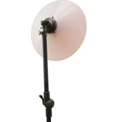 Clearance Pamono Vintage Industrial White Opaline Cast Iron and Brass Floor Lamp
