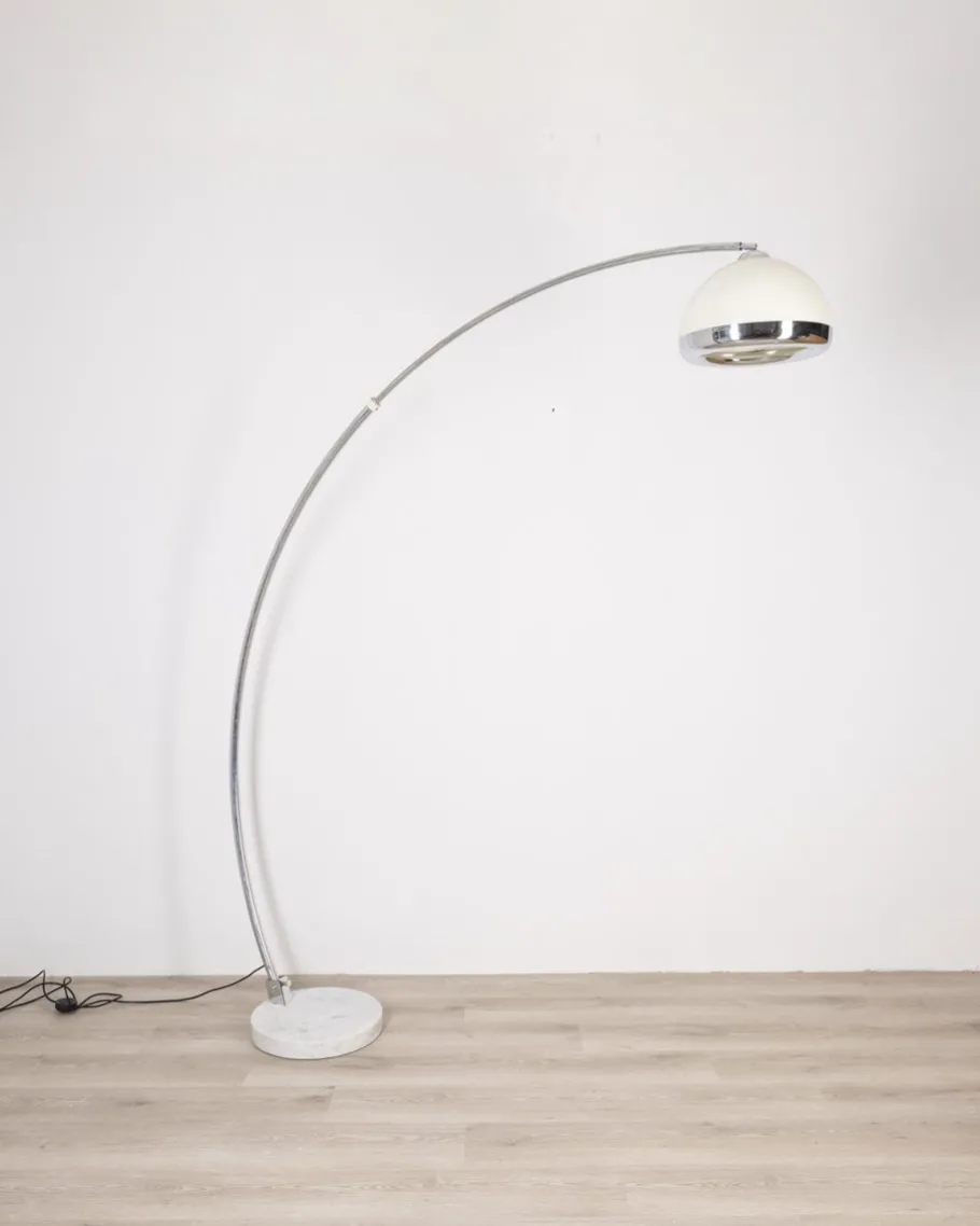 New Pamono Vintage Italian Arc Lamp in Marble and Metal, 1970s