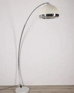 New Pamono Vintage Italian Arc Lamp in Marble and Metal, 1970s