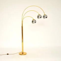 New Pamono Vintage Italian Brass and Chrome Arc Floor Lamp, 1970s