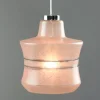 Best Pamono Vintage Italian Chrome and Pink Glass Pendant Lamp
