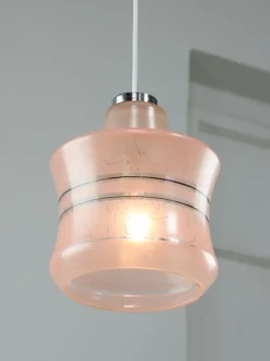 Best Pamono Vintage Italian Chrome and Pink Glass Pendant Lamp