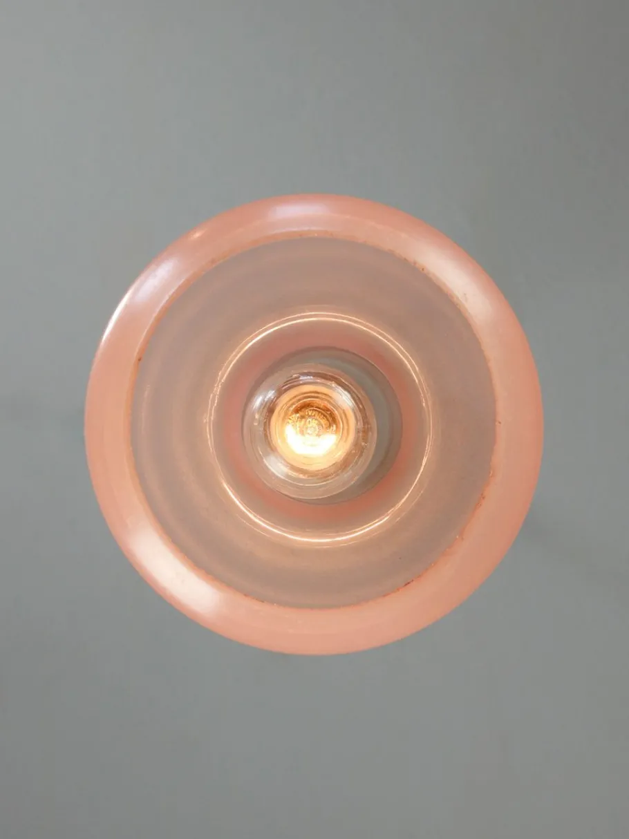 Best Pamono Vintage Italian Chrome and Pink Glass Pendant Lamp