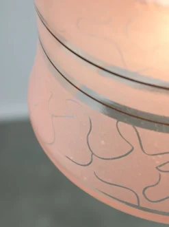 Best Pamono Vintage Italian Chrome and Pink Glass Pendant Lamp