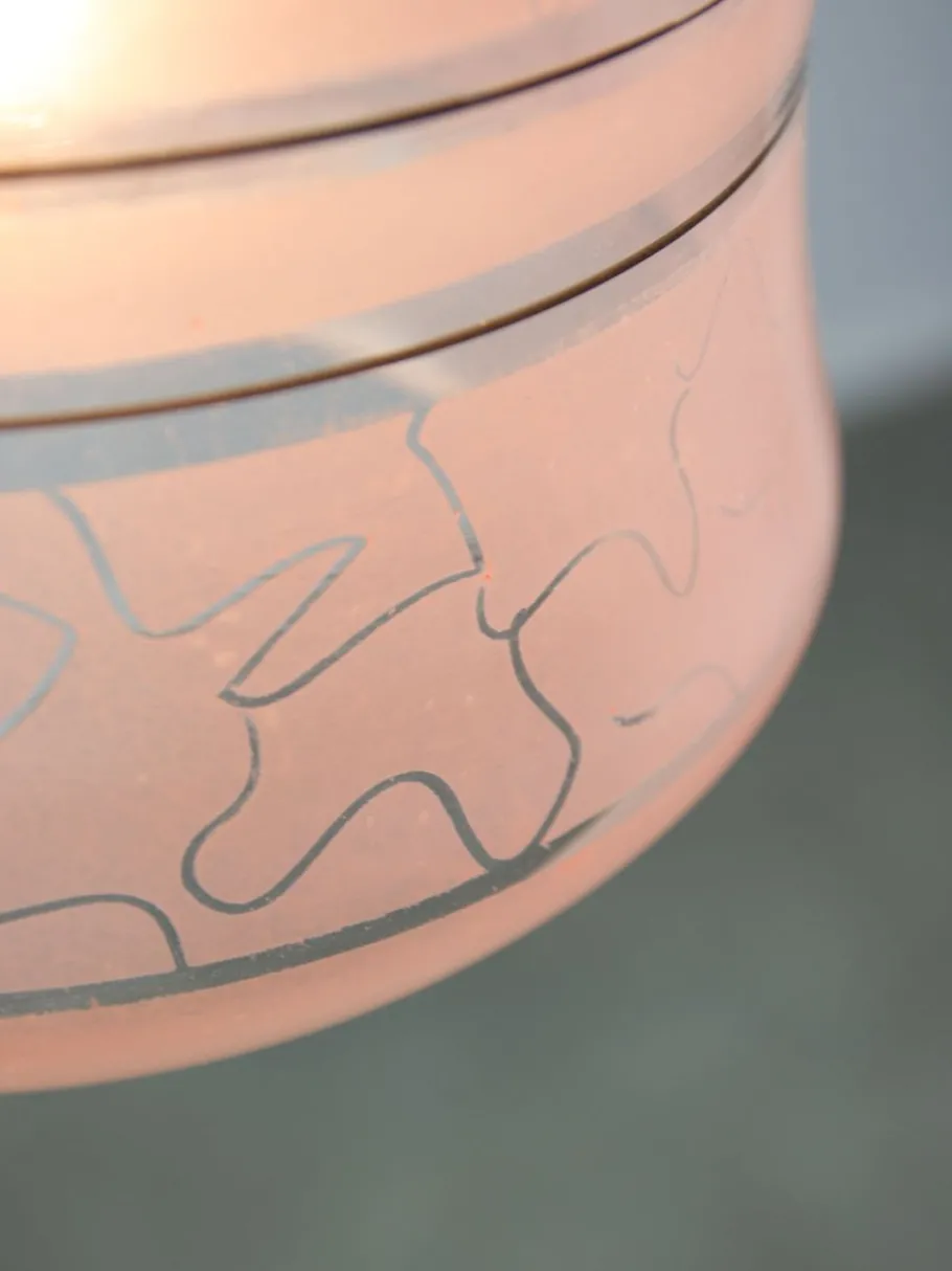 Best Pamono Vintage Italian Chrome and Pink Glass Pendant Lamp