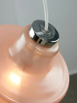 Best Pamono Vintage Italian Chrome and Pink Glass Pendant Lamp