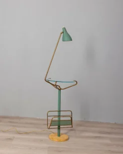 Hot Pamono Vintage Italian Coffee Table with Lamp and Magazine Rack