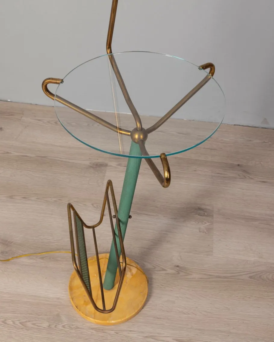 Hot Pamono Vintage Italian Coffee Table with Lamp and Magazine Rack