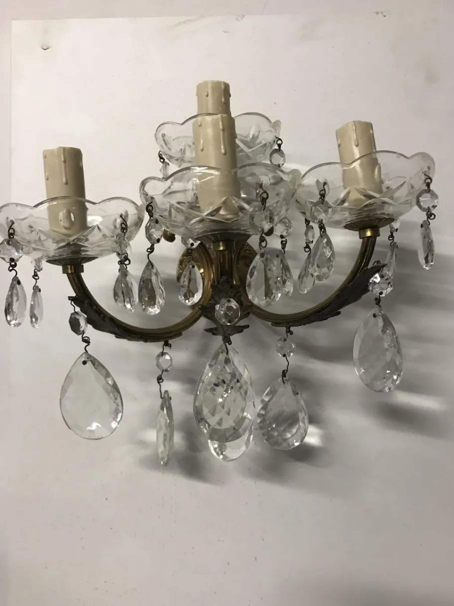 Sale Pamono Vintage Italian Crystal Sconces, Set of 2