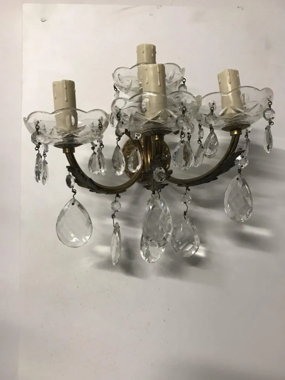 Sale Pamono Vintage Italian Crystal Sconces, Set of 2