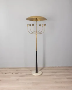 Best Pamono Vintage Italian Floor Lamp in Onyx and Golden Brass, 1950s