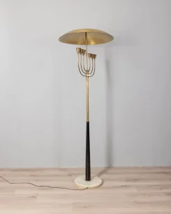 Best Pamono Vintage Italian Floor Lamp in Onyx and Golden Brass, 1950s