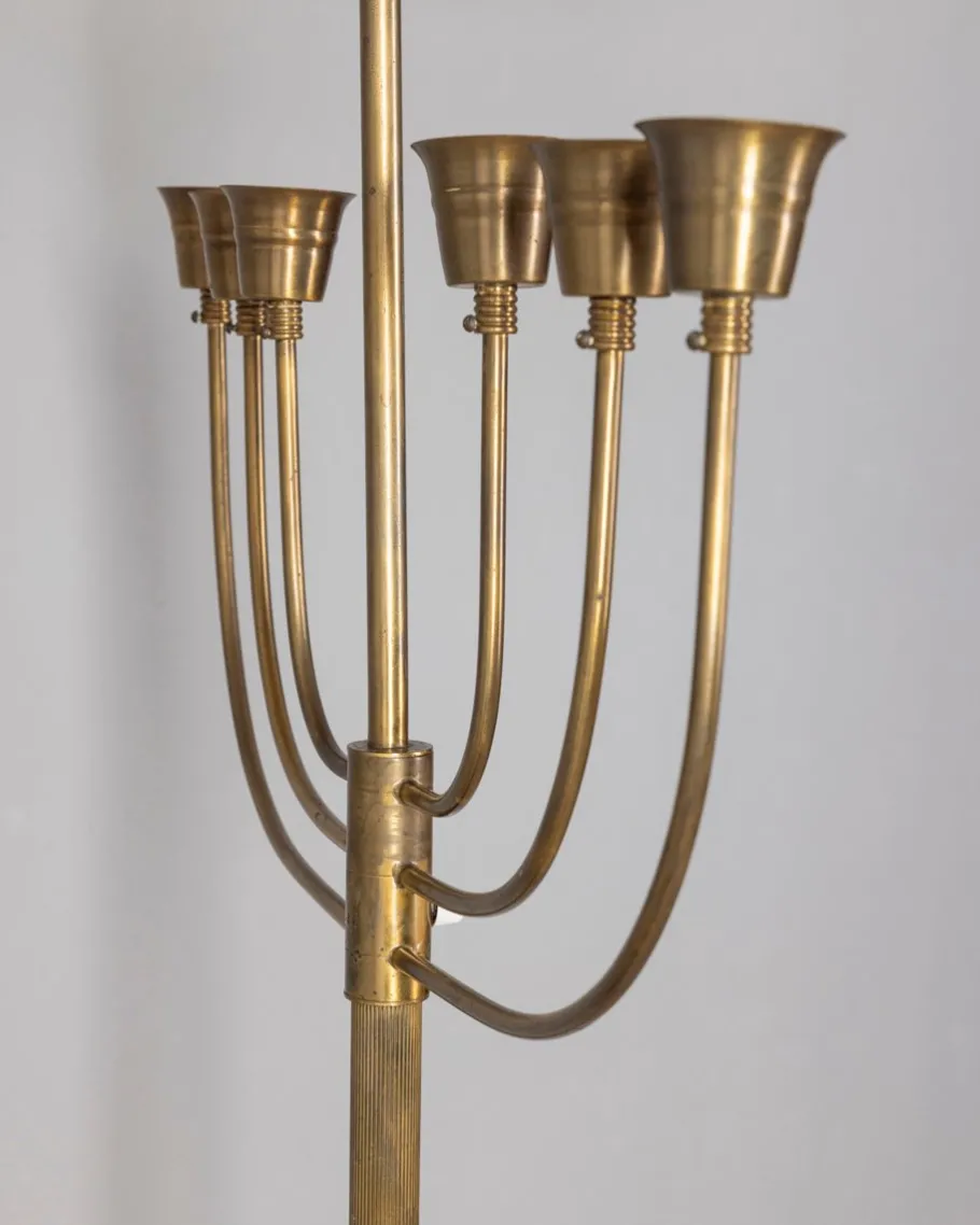 Best Pamono Vintage Italian Floor Lamp in Onyx and Golden Brass, 1950s