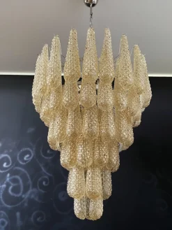 Sale Pamono Vintage Italian Murano Chandelier with 75 Amber Glass Petals, 1990s