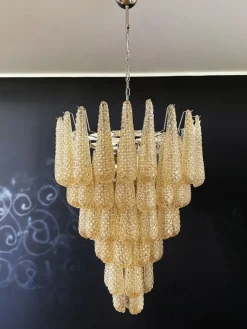 Sale Pamono Vintage Italian Murano Chandelier with 75 Amber Glass Petals, 1990s