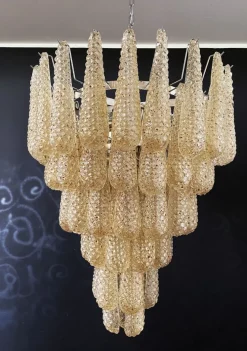 Sale Pamono Vintage Italian Murano Chandelier with 75 Amber Glass Petals, 1990s