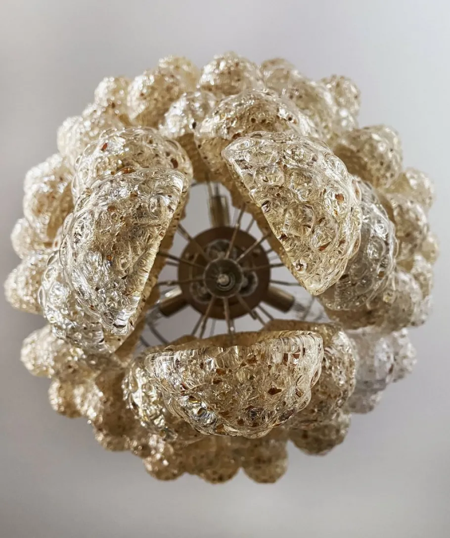 Sale Pamono Vintage Italian Murano Chandelier with 75 Amber Glass Petals, 1990s