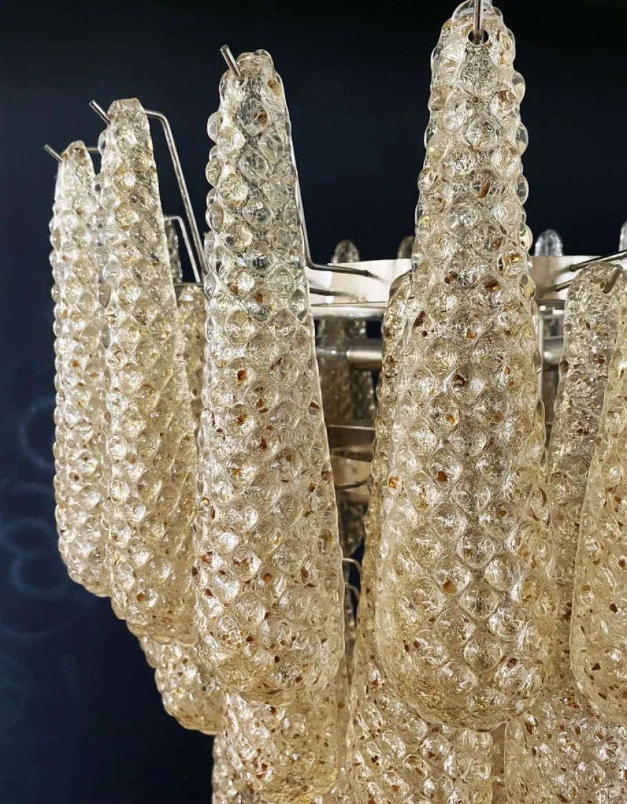 Sale Pamono Vintage Italian Murano Chandelier with 75 Amber Glass Petals, 1990s