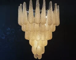 Sale Pamono Vintage Italian Murano Chandelier with 75 Amber Glass Petals, 1990s
