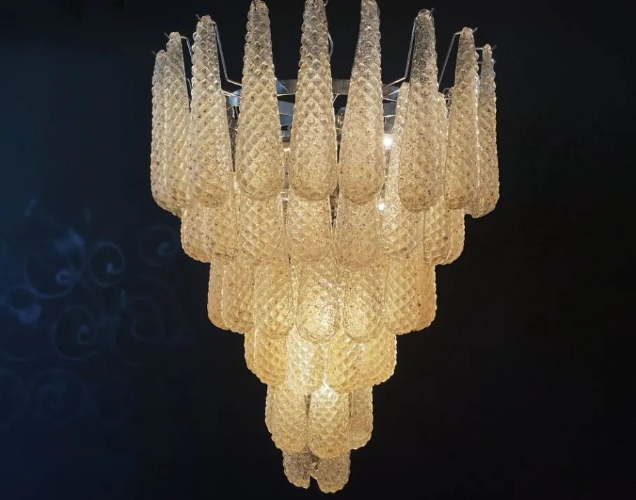 Sale Pamono Vintage Italian Murano Chandelier with 75 Amber Glass Petals, 1990s