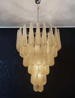 Sale Pamono Vintage Italian Murano Chandelier with 75 Amber Glass Petals, 1990s