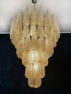 Sale Pamono Vintage Italian Murano Chandelier with 75 Amber Glass Petals, 1990s