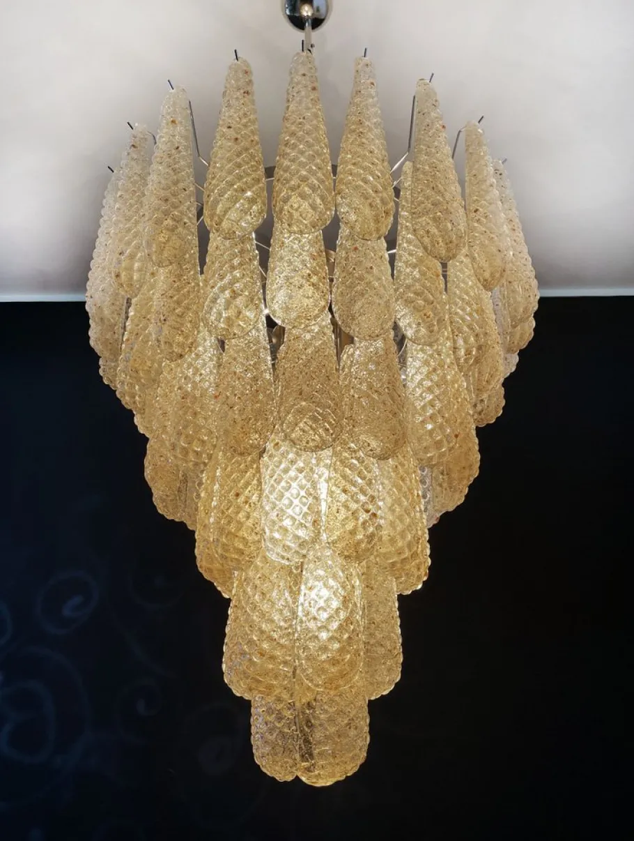 Sale Pamono Vintage Italian Murano Chandelier with 75 Amber Glass Petals, 1990s