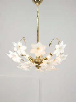 Best Pamono Vintage Italian Murano Glass Flower Chandelier, 1980s