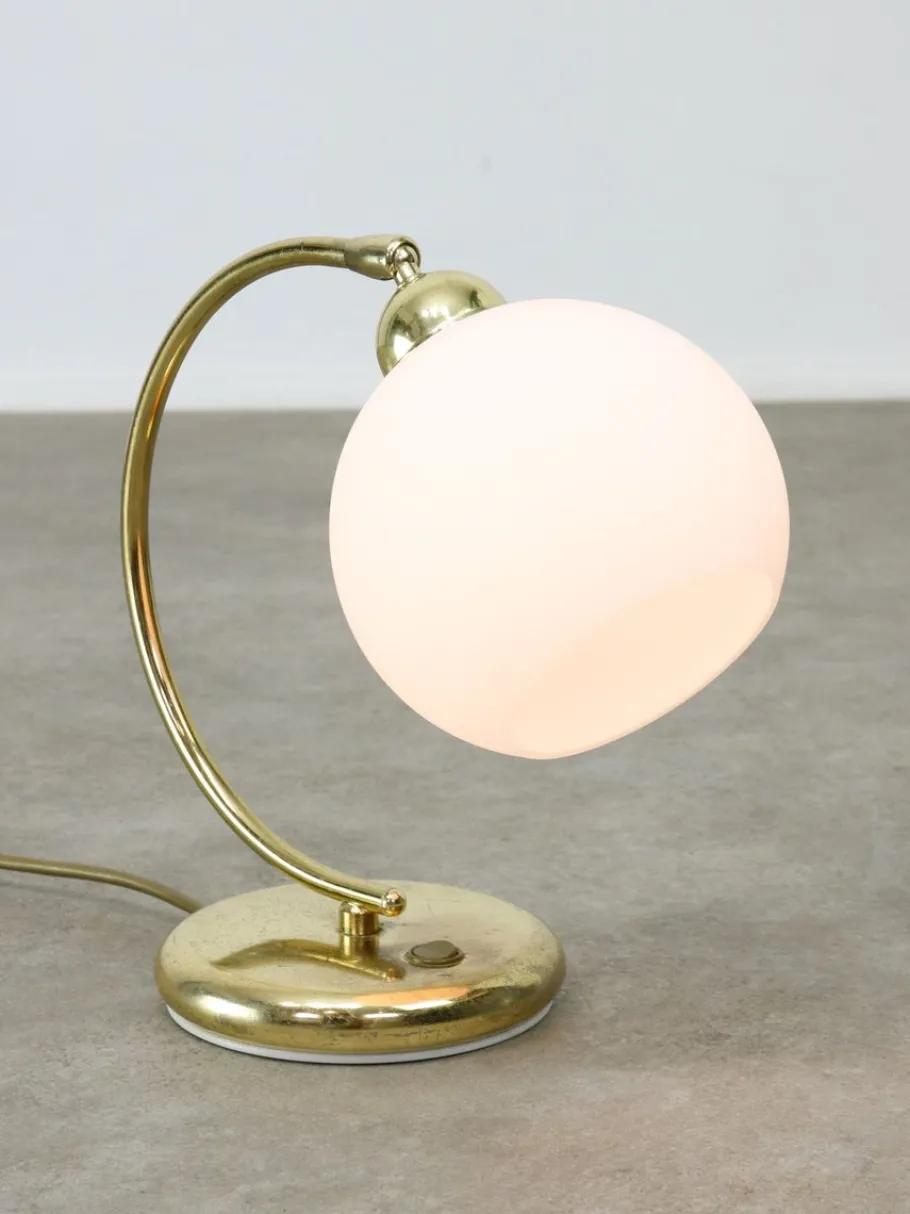 Best Pamono Vintage Italian Table Lamp in Brass and Opaline