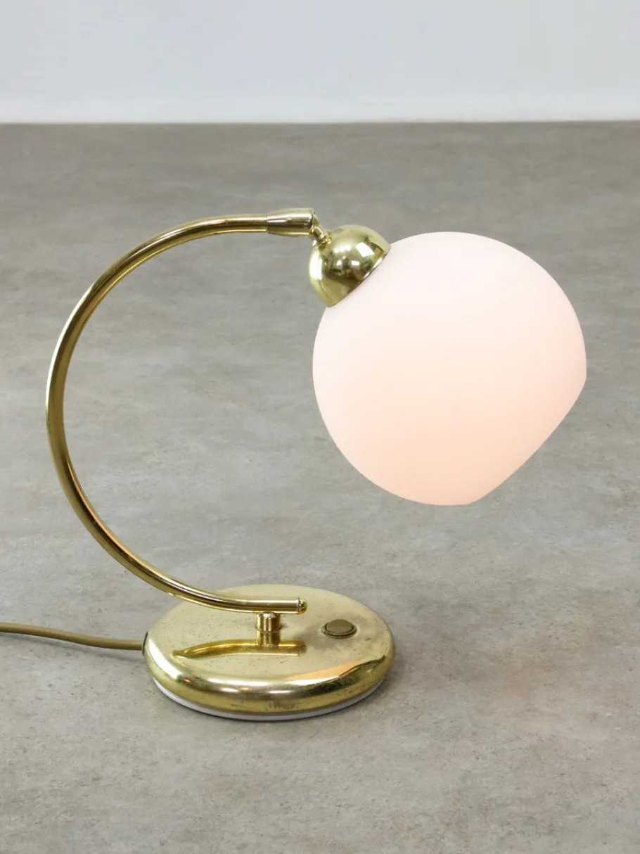 Best Pamono Vintage Italian Table Lamp in Brass and Opaline
