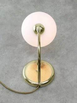 Best Pamono Vintage Italian Table Lamp in Brass and Opaline